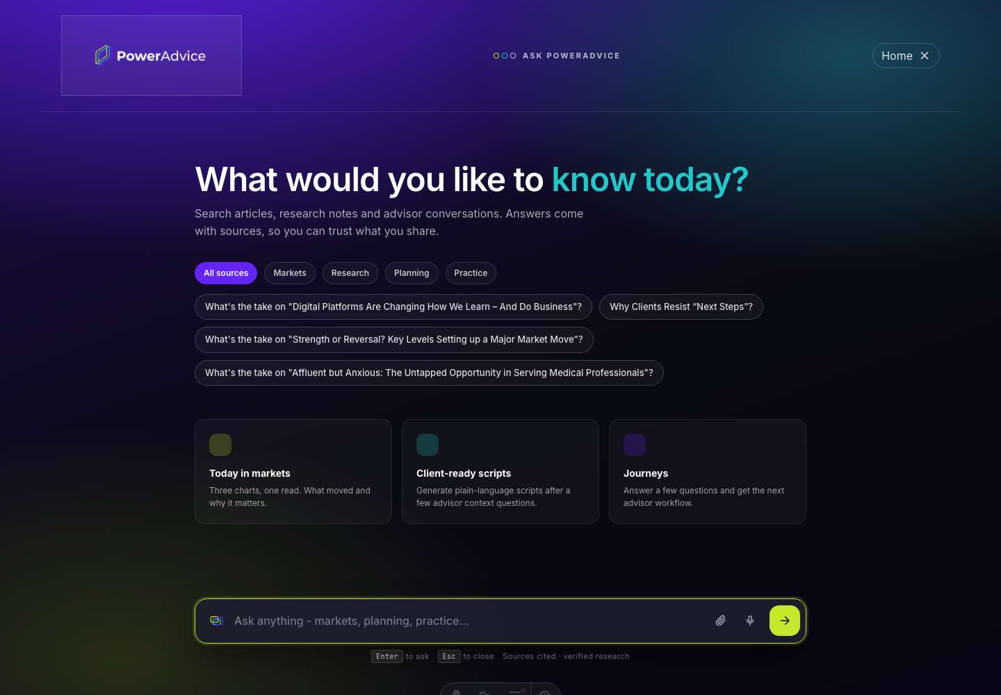 Ask PowerAdvice sourced AI answer