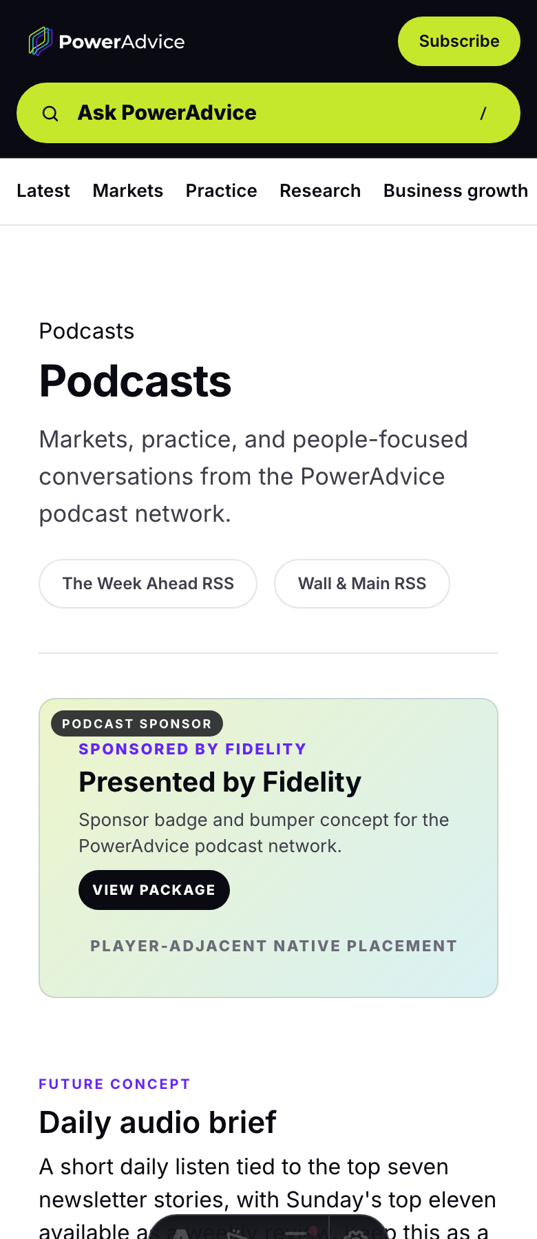 Mobile PowerAdvice podcast page